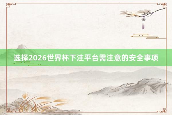 选择2026世界杯下注平台需注意的安全事项