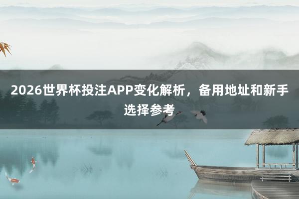 2026世界杯投注APP变化解析，备用地址和新手选择参考