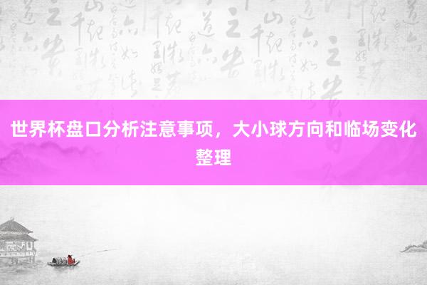 世界杯盘口分析注意事项，大小球方向和临场变化整理